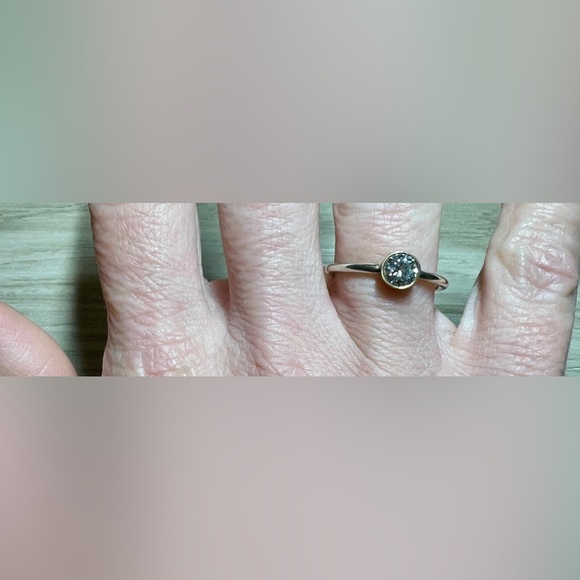 Designer Pandora Sterling Silver & 14k Gold Set Cubic Zirconia Ring, Size 6.5 - Picture 10 of 12